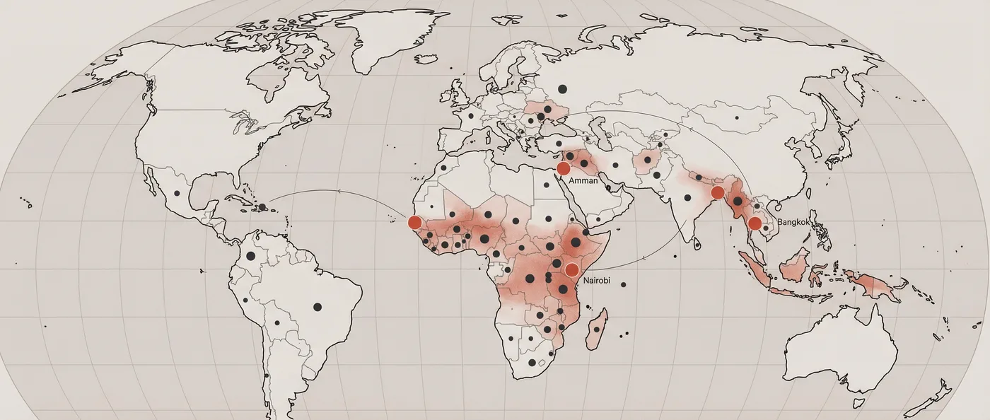 Global deployment map showing ONEplatform presence in 70+ countries